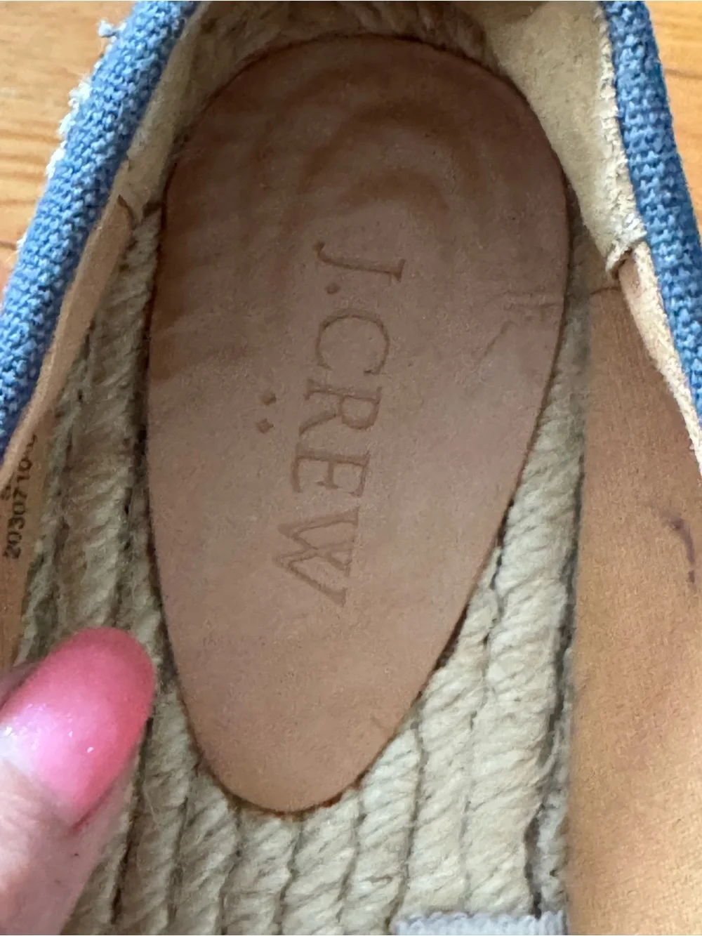 J. Crew Blue Canvas Espadrilles with Tan Insole Size 7 - Picture 2 of 4